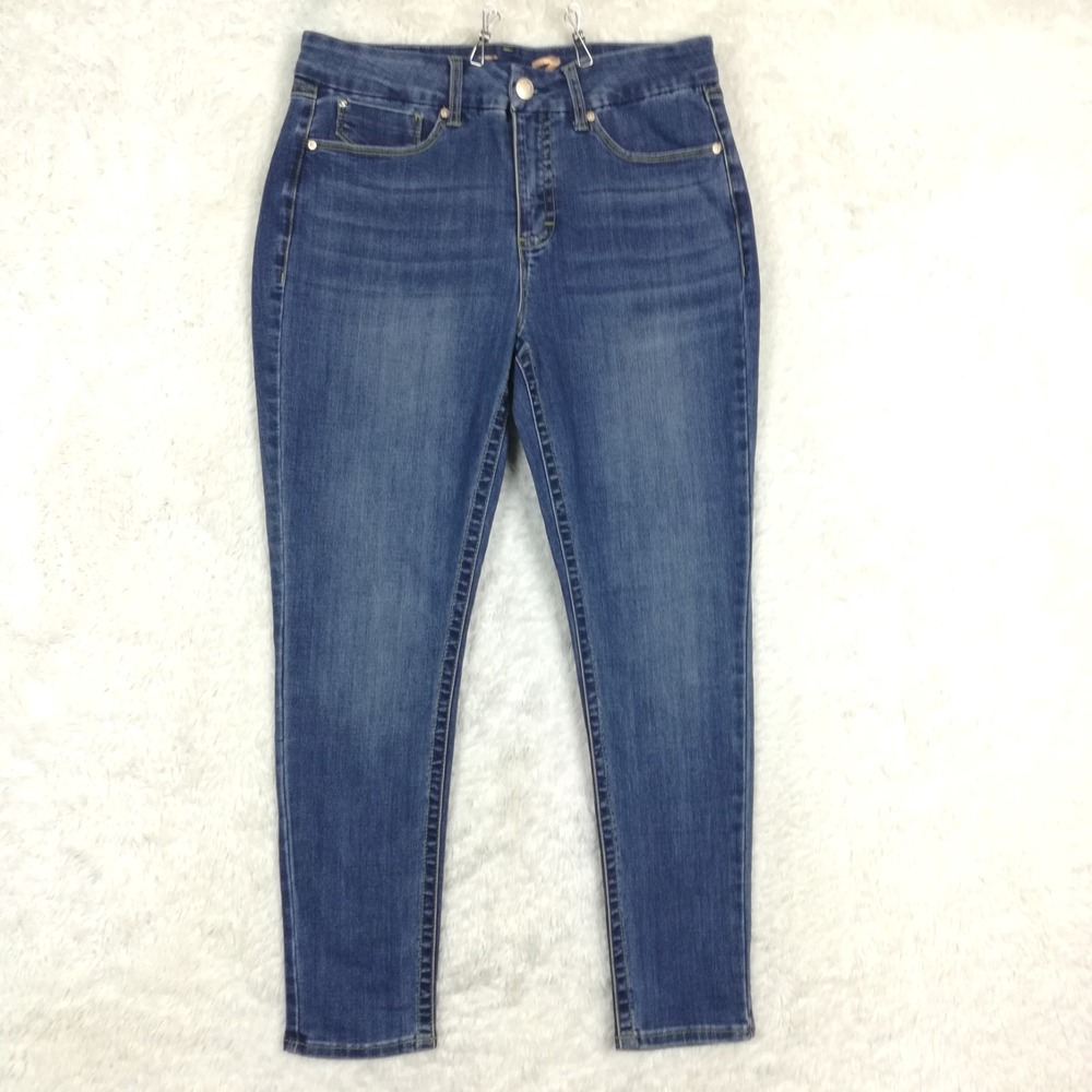 Seven7 Womens Jeans Tummyless High Rise Skinny Blue Denim Alaska Medium Wash 12